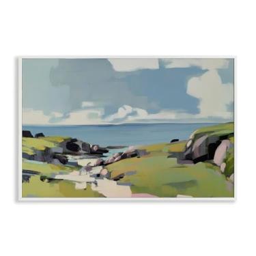 Imagem de Stupell Industries Design de arte giclée emoldurado branco Green Bay Breeze por Elara Yasna, 40 x 61 cm