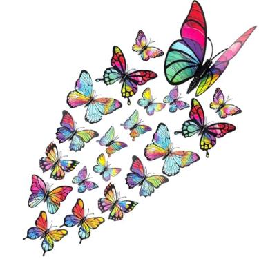 Imagem de Decoração de parede borboleta 3D, (24 peças) Decorações de borboleta dupla face para decorações de aniversário e festa decoração de armário decalque de geladeira, decorações de quarto e parede