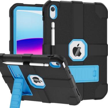 Imagem de Stweap Capa para iPad (A16) 11ª geração 11 polegadas 2025/iPad 10ª geração 10,9 polegadas 2022, capa protetora resistente [suporte de lápis embutido] para iPad 11/10 geração (preto/azul celeste)