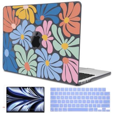 Imagem de LCMOCICO Capa para MacBook Air de 13,6 polegadas versão 2025 2024 2023 2022 modelo M4 A3240 M3 A3113 A2681 M2, capa rígida de plástico padrão para Mac Air 13 M4 tela retina líquida, flores coloridas
