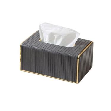 Imagem de Capa para caixa de lenços de papel Porta-lenços de luxo leve, guardanapo couro, dispensador facial, decoração para casa, banheiro, cozinha, quarto, escritório(Dark gray)