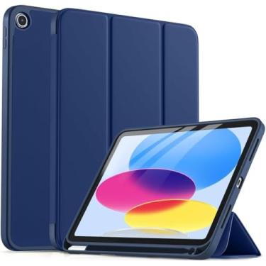 Imagem de Capa Smart Flip Protetora Para Samsung Galaxy Tab A9 SM-X110 SM-X115 de 8,7 Polegadas com Suporte de Caneta - Liga/Desliga (Azul Marinho)