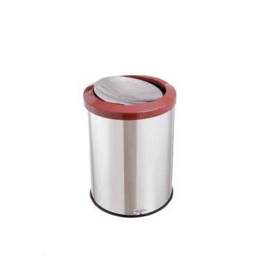 Imagem de Lixeira Inox Basculante 30 Litros Tampa Flip Top Cesto Lixo - CCM, Mar