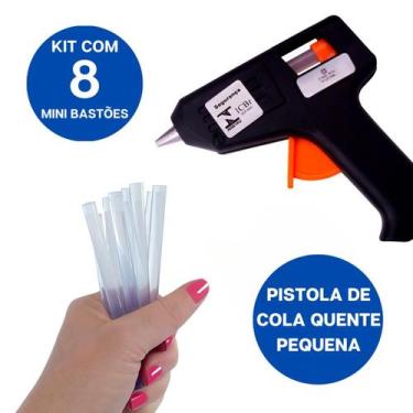 Imagem de Aplicadora Para Cola Quente Bivolt Kit Com 8 Mini Bastões Brancos - Pi
