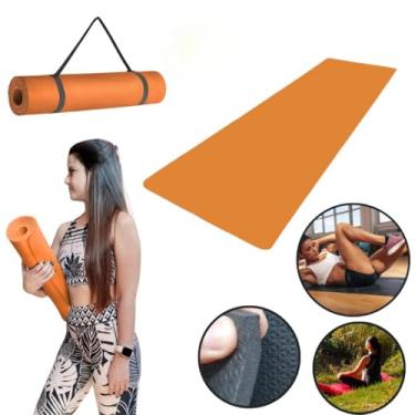 Imagem de Tapete Yoga MatConfortável Grosso Colchonete Tatame Exercício em Casa(Laranja,Com Alça)