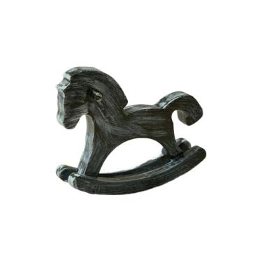 Imagem de Generic Decoração de mesa de cavalo de balanço de madeira, brinquedo de mesa artesanal, presente de inauguração, lembrança, decoração de Natal exclusiva, Azul