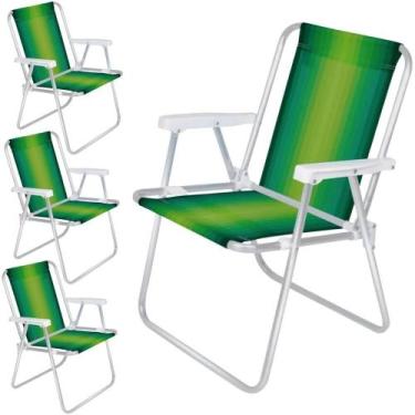 Imagem de Cadeira de Praia Alta em Alumínio 4 Unidades Degradê Verde MOR