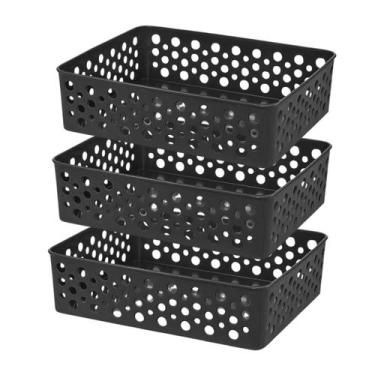 Imagem de Jogo Kit 3 Cestos Multiuso Empilhável Organizador Médio 24,2x19 Lavand
