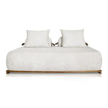 Imagem de Sofá 2 Lugares 1,80m com Base de Madeira Bouclé Off White - Agius Luca