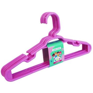 Imagem de Cabide Infantil 5 Pçs Rosa Reforçado 28x14cm Trioplast