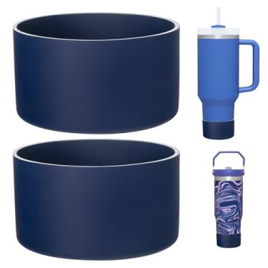 Imagem de LONPARRY Pacote com 2 botas de silicone para Stanley 40 copo Quencher Adventure de 850 g, protetor inferior para IceFlow 30 590 ml, capa protetora de copo para acessórios Stanley Cup 40 850 g, azul