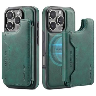 Imagem de DG.MING Capa carteira para iPhone 13 Pro 2 em 1 com suporte magnético destacável para cartão (7 compartimentos para cartões) (compatível com MagSafe) proteção RFID e suporte (couro PU + TPU à prova de
