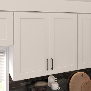 Imagem de Furinno Pronto para montar armário de cozinha de parede 2 portas 2 prateleiras, 12 (P) x 33 (L) x 30 A, branco