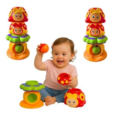 Imagem de Brinquedo Educativo Joga Bolinha Joaninha Encaixar Monta Desmonta Colorido Brinquedos Para Bebe 1 ano