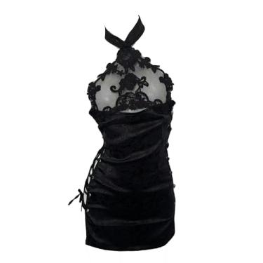 Imagem de SINMIUANIME Vestido sexy cosplay Cheongsam chinês Qipao estilo tradicional anime lingerie bodycon fantasia Babydoll camisola (8538Black, tamanho único)