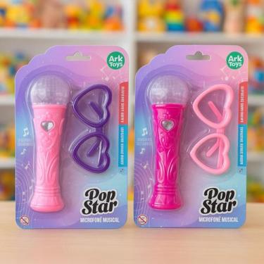 Imagem de Brinquedo Microfone Musical Pop Star Infantil com Óculos em Formato de