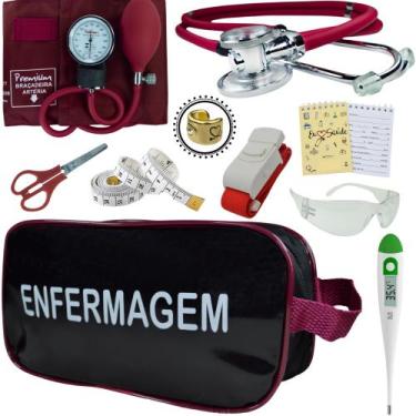 Imagem de Kit Academico Enfermagem Premium Preto Completo - Love Saude, VINHO EN