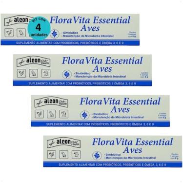 Imagem de Alcon flora vita essential para aves passáros 6g kit com 4
