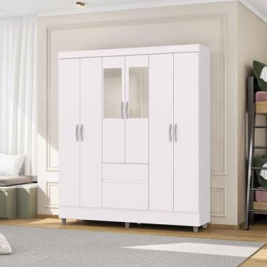 Imagem de Guarda Roupa Casal Flex Abruzzo 6 Portas de Bater 2 Gavetas com Espelh