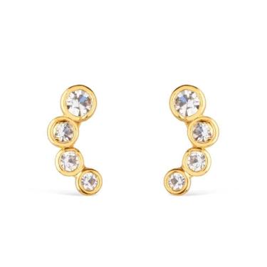 Imagem de Brinco Dourado Com 4 Pontos De Luz Em Zircônia