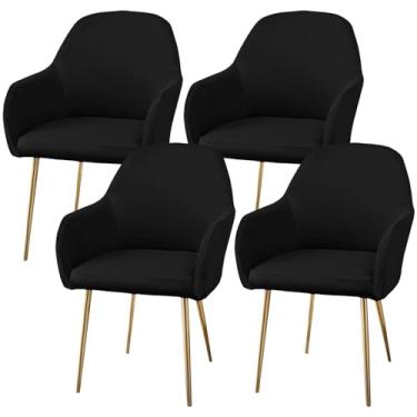 Imagem de 4 capas de cadeira de jantar curvadas, capa elástica para assento de sala de jantar, capa de cadeira de escritório com apoio de braço, capa minimalista para poltrona, protetor de cadeira para