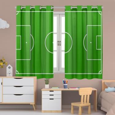 Imagem de Cortina Infantil Estampada, 200 x 150 cm, Poliéster, Decorativa para Quarto, Sala ou Escola (CAMPO DE FUTEBOL)