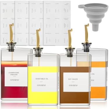 Imagem de DJAPWPX Dispensador retangular de azeite de oliva de 500 ml, garrafa dispensadora transparente de grande capacidade, recipiente bem selado, dispensador de triagem conveniente para vinagre de molho de