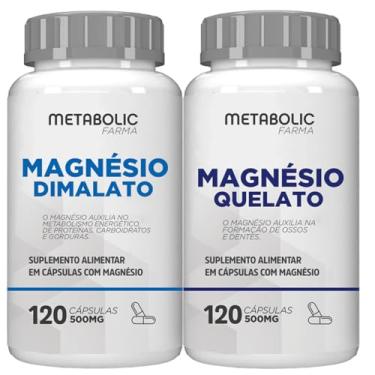 Imagem de Magnesio Dimalato + Quelato Bisglicinato 500Mg 240 Cápsulas - Metabolic Farma