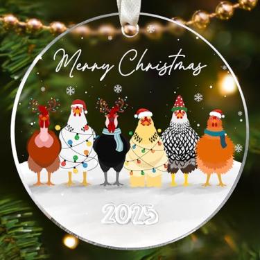 Imagem de KATLADIZ Ornamento de galinha - enfeites de frango para árvore de Natal, enfeites de cozinha de fazenda - presentes de galinhas para mulheres, homens, amantes, senhoras, mães, agricultores - presentes