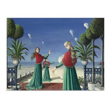 Imagem de SDYJ6GSW Paul Delvaux Impressão Les Cerfs-volants Pintura em tela Famosa Arte Posters Surrealismo Imagem de arte de parede para decoração de escritório em casa Presente exclusivo 40x30cm (40.6x30.5 cm