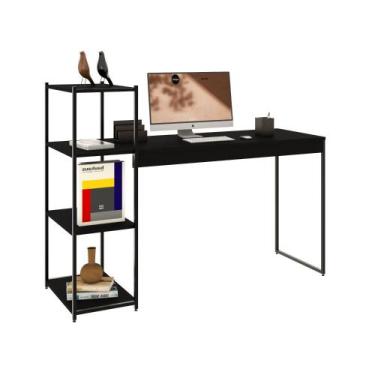 Imagem de Mesa c/Estante Alta c/03 Prateleiras Tub 150 cm Est.Preta - Metalig, P