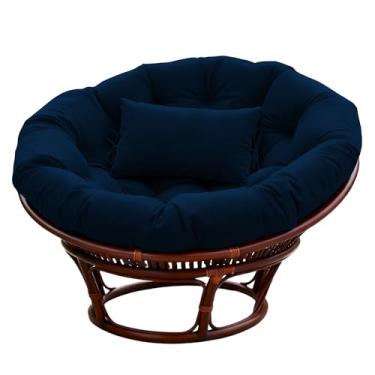 Imagem de BCKNT Almofada de cadeira redonda Papasan espessa com encosto de cabeça, almofada de assento confortável para pendurar e pendurar para pátio de jardim externo e interno (sem assentos)