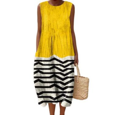 Imagem de Vestido maxi feminino Akivide com estampa floral boho de verão com bol