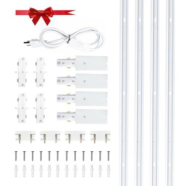 Imagem de Yuemegou H TypeTrack Kit de trilho de iluminação, trilho de trilho de circuito único de 120 V H com conectores "I", conectores de alimentação e cabo de comutação