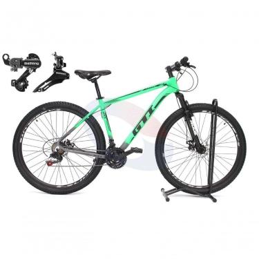 Imagem de Bicicleta Aro 29 Gti Roma Alumínio 21v Câmbios Shimano Freio A Disco - Verde-cinza Tam.15