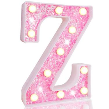 Imagem de LED Marquee Letter Lights Pooqla Pink Glitter Sign Z