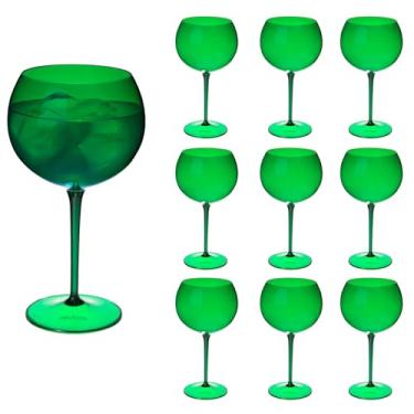 Imagem de Taça De Gin Curves 600ml Kit 10un Acrílico Alto Padrão (VERDE ESMERALDA)
