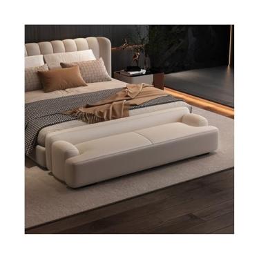Imagem de ZzleoyuUUs-12 Banquinho de cabeceira de luxo para sala de estar minimalista sofá quarto descanso vestiário trocador de sapatos (branco esbranquiçado, pequeno)