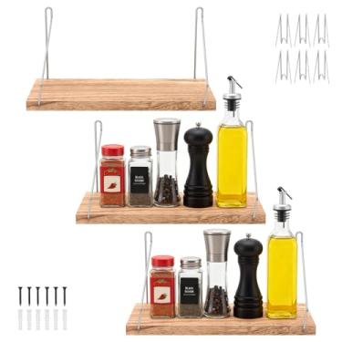 Imagem de blackonvlm Conjunto de 3 prateleiras flutuantes, decoração de parede, resistente, pequena, madeira, 30 cm, prateleiras de borda para exibição de parede perfeitas para quarto, sala de estar, banheiro