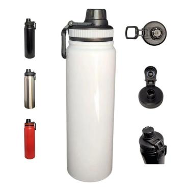 Imagem de 2X Garrafa Térmica Agua Inox Parede Dupla Quente Frio Com Ta