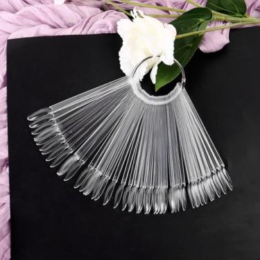 Imagem de 50 peças de bastões redondos transparentes para exibição de cores com anéis de metal, pontas numeradas para gel, ideal para salão de beleza e bricolage