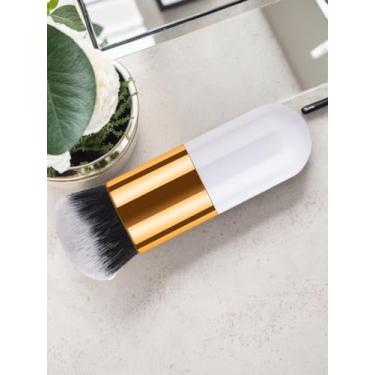 Imagem de Pincel profissional de base plana para mistura perfeita de pó, blush e corretivo - cerdas sintéticas macias, cabo ergonômico, ferramenta de maquiagem para contorno de rosto, pincéis de maquiagem