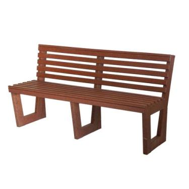 Imagem de Banco Jardim Ripado Madeira Plástica Maciça Marrom 1,5m - Lanci Madeir