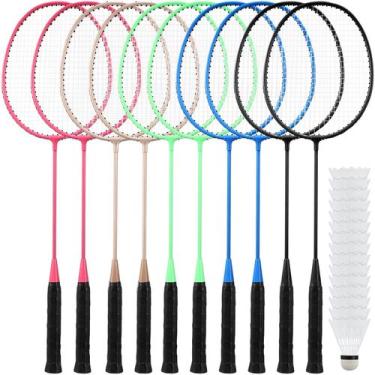 Imagem de Conjunto de raquetes de badminton Woanger 10 raquetes 15 petecas 67 cm