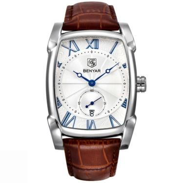 Imagem de Relógio Masculino Quadrado Casual De Quartzo Impermeável Branco