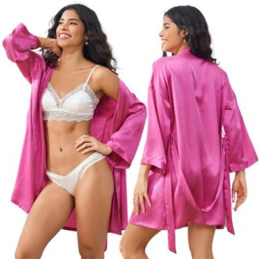 Imagem de Robe roupão em cetim LUXO noiva casamento madrinha camisola hobby pija