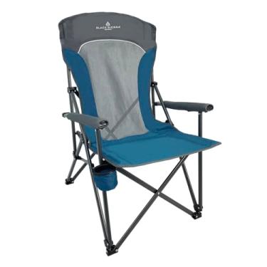 Imagem de Cadeira de acampamento Black Sierra – Cadeira dobrável portátil para gramado e praia com apoio de braço rígido acolchoado, encosto ventilado de malha, suporte para copos, bolsa de transporte – Suporta