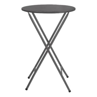 Imagem de Mesa Alta Redonda Dobrável 92cm em Aço para Área Gourmet, Sacada e Varanda (Texturizado)