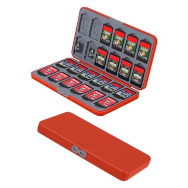 Imagem de Switch Game Case - Red Switch Game Holder for Switch Cartridge Case with 24 Game Card Slots & 24 Micro SD Card slots, Portable Black Memory Storage Holder - Hard Shell, Silicone Lining