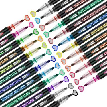 Imagem de Meias de Natal para meninas adolescentes: 24 marcadores com glitter delineado canetas brilhantes presentes para meninas adolescentes coisas modernas 4-16 anos de idade, materiais de arte para crianças